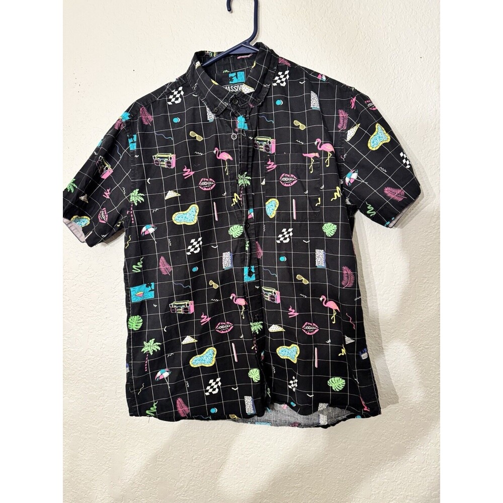 Super Massive Shirt Men's Medium Black 80’s Pop Culture Geometric Shapes